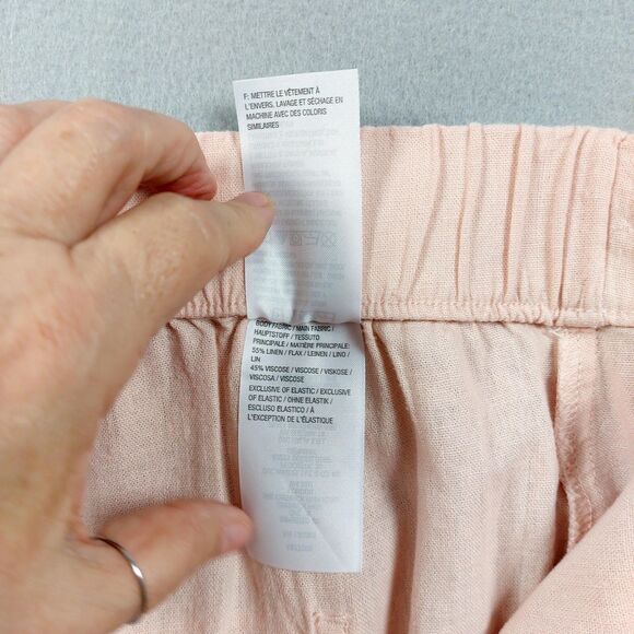 Denim & Co Naturals Pants Womens Sz LP Crop Linen Blend Wide Leg Petites Beach - Picture 11 of 12